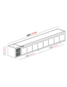 Recessed hood - Refrigerated - N. 8 doors - cm 450 x 63 x... 2