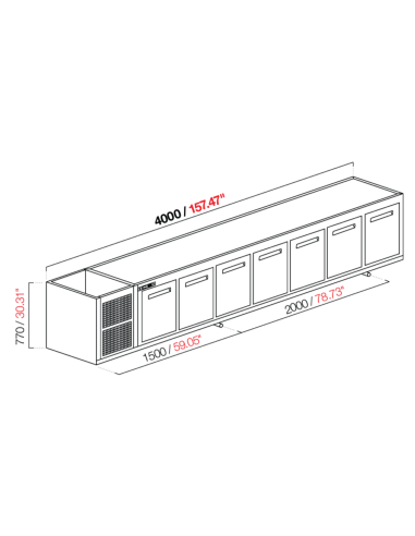 Recessed hood - Refrigerated - N. 7 doors - cm...
