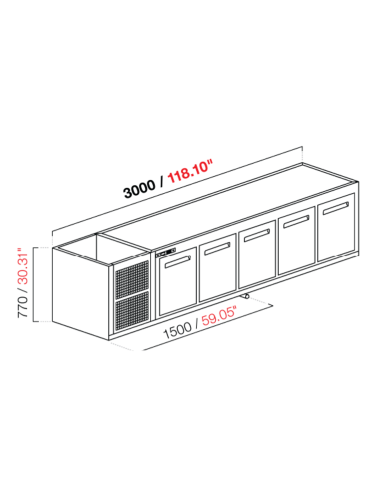 Recessed hood - Refrigerated - N. 5 doors - cm...