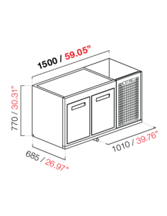 Capucha empotrada - refrigerada - N. 2 puertas - cm 150 x...
