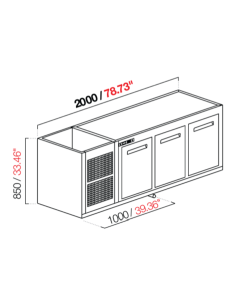 Recessed hood - Refrigerated - N.3 doors - cm 200 x 68.5... 2