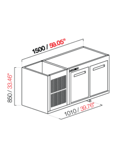 Recessed hood - Refrigerated - N. 2 doors - cm 150 x 68.5...