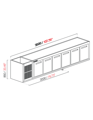 Recessed hood - Refrigerated - N.6 doors - cm...