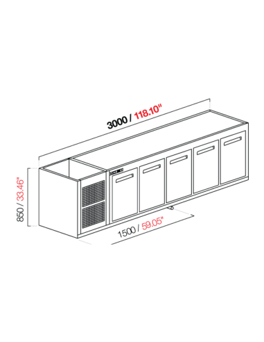 Recessed hood - Refrigerated - N.5 doors - cm...