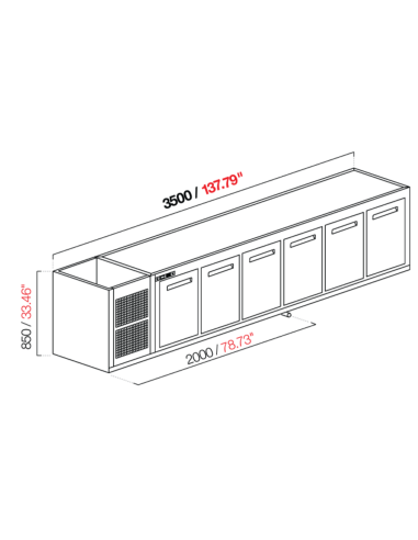 Recessed hood - Refrigerated - N.6 doors - cm...