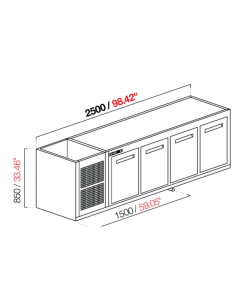 Recessed hood - Refrigerated - N.4 doors - cm 250 x 53.5... 2