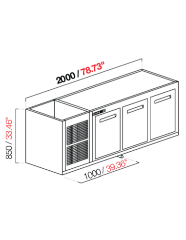 Recessed hood - Refrigerated - N.3 doors - cm...
