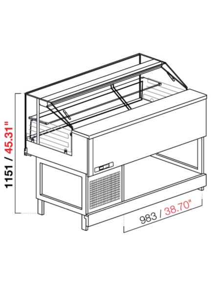 Veterina snack - Straight glass low - Ventilated - cm 125 x 68.8 x 115.1 h