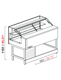 Veterina snack - Straight glass low - Static - cm 100 x...
