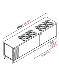 Recessed well - N. 16 wells - Reserved - cm 300 x 68.8 x...