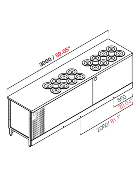 Pozzetto da incasso - N. 16 pozzetti - Con riserva - cm 300 x 68.8 x 95.1 h