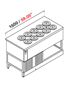 Recesado bien - A glycol..- N. 10 pozos - cm 150 x 68.8 x... 2