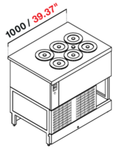 Recessed well - A glycol - N. 6 wells - cm 100 x 68.8 x...