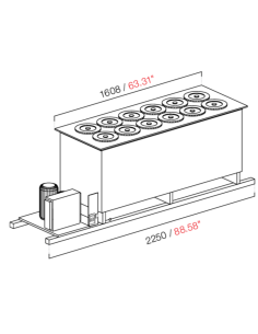 Recessed well - Static - N. 12 wells - cm 225 x 68.8 x...