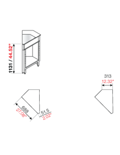 Square angle 45° - Stainless steel plan - Stalin... 2