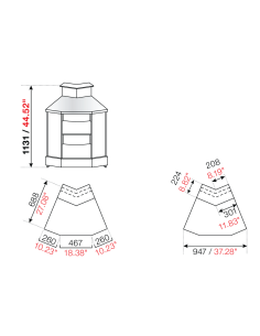 Angolo squadrato 45° - Predisposizione bancalina - cm... 2