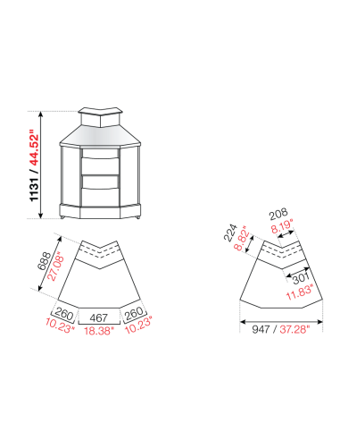 Square angle 45° - Stalling - cm 46.7 x 26 x...