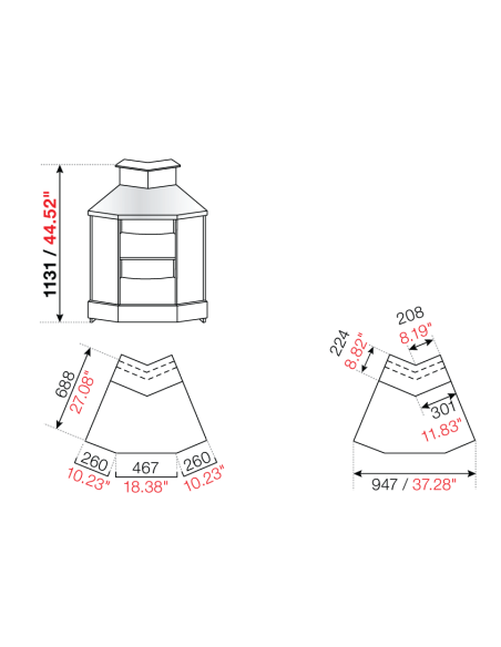 Square angle 45° - Stalling - cm 46.7 x 26 x 68.8 x 113.1 h
