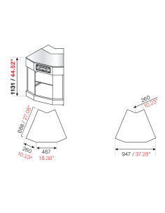 Corner 45° - Stalin preparation - Stainless steel - cm... 2