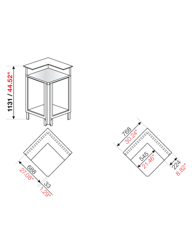 Square angle 90° - Stalling - cm 68.8 x 76.8 x...