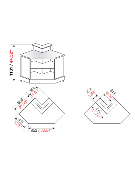 Square angle 90° - Stalling - cm 45.1 x 85.2 x 68.8 x 113.1 h