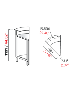 Curved angle 45° - Stalling - Dimensions cm 68.8 x 68.8 x... 2