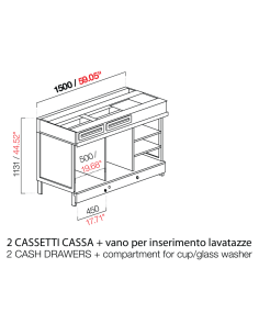 Cafetera - Equipamiento plano M/G/A - cm 150 x 68.8 x... 2