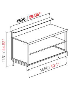 Banco bar - Lineare - Neutro - N. 1 vano - cm 150 x 68.8...