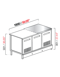 Banco birra - Senza alzatina - cm 150 x 68.8 x 95.1/93.1 h 2