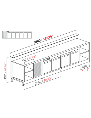 Banco bar - Linear - Refrigerated - N.6 doors -...
