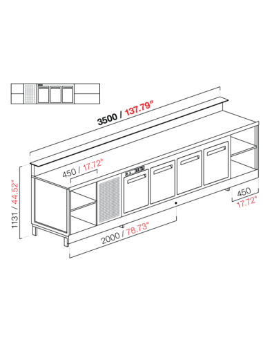 Banco bar - Linear - Refrigerated - N.3 doors +...