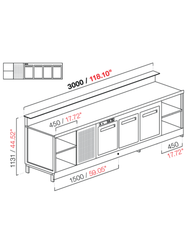 Banco bar - Linear - Refrigerated - N.4 doors +...