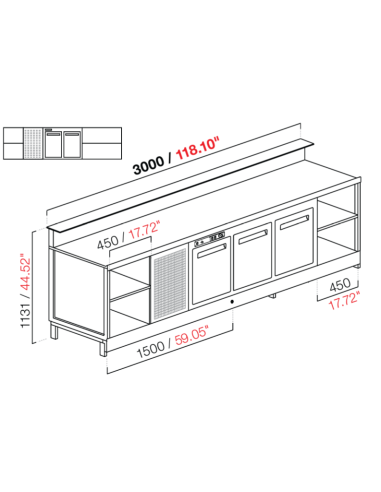 Banco bar - Lineare - Refrigerato - N.2 porte +...