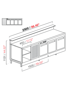 Banco bar - Lineare - Refrigerato - N.4 porte - cm 250 x... 2