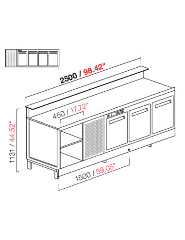 Banco bar - Linear - Refrigerated - N.4 doors -...