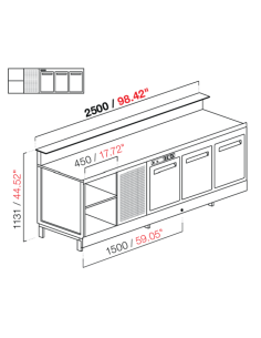 Banco bar - Linear - Refrigerado - N.3 puertas + 1...