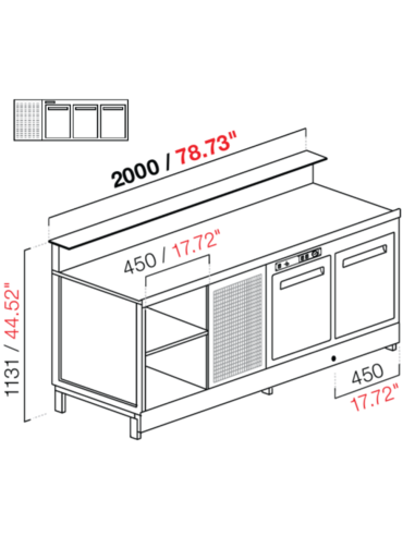 Banco bar - Linear - Refrigerated - N.3 doors -...