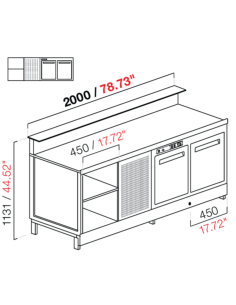 Banco bar - Linear - Refrigerated - N.2 doors + 1...
