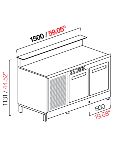 Banco bar - Linear - Refrigerated - N.2 doors -...