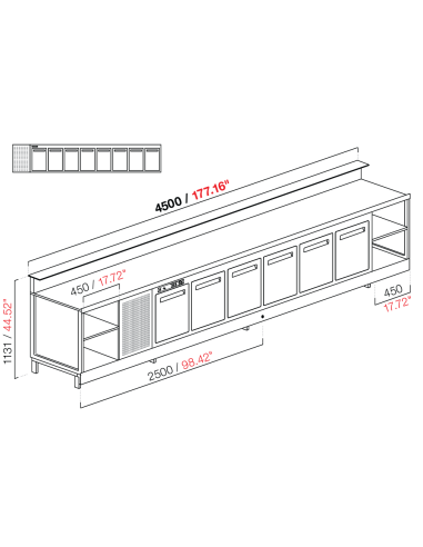 Banco bar - Linear - Refrigerated - N.8 doors -...