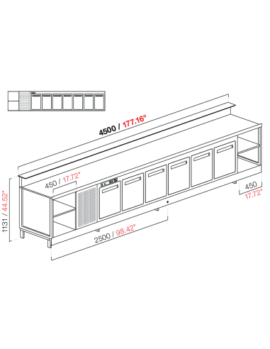 Banco bar - Linear - Refrigerated - N.7 doors +...