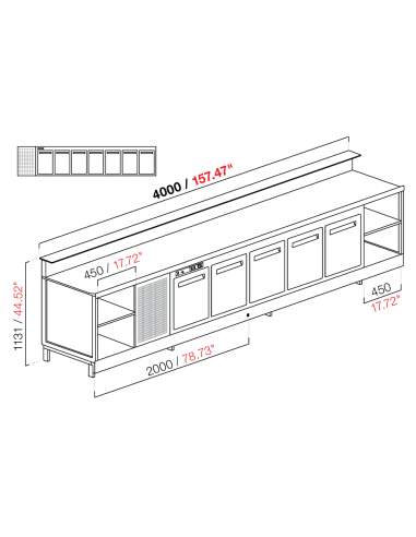 Banco bar - Linear - Refrigerated - N. 7 doors...