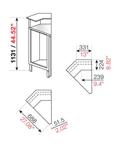 Square angle 45° - Stalling - cm 68.8 x 33.1 x...