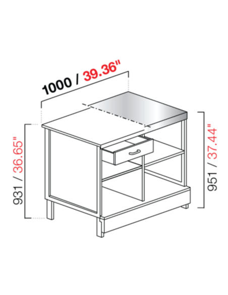 Efectivo - Dimensiones cm 100 x 68.8 x 95.1/93.1h