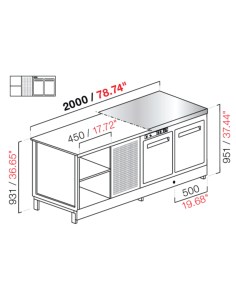Banco bar - Refrigerated - N. 2 doors + 1 compartment -...