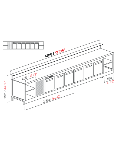 Banco bar - Linear - Refrigerated - N.6 doors +...