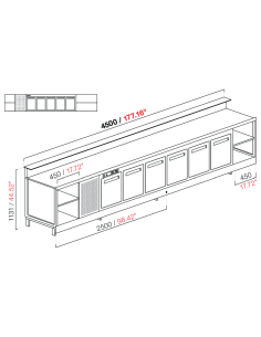 Banco bar - Linear - Refrigerated - N.5 doors + 3 rooms -...