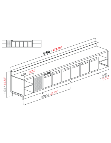 Banco bar - Linear - Refrigerated - N.5 doors +...