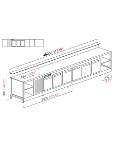 Banco bar - Linear - Refrigerated - N.3 doors + 5 rooms -... 2