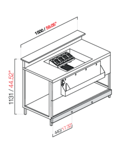 Cocktail counter - Alzatina - Stalling M/G/A - cm 150 x... 2